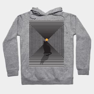 black cat inside the illution tunnel Hoodie